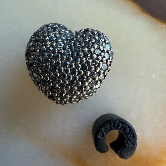 Pandora 925 Sterling Silver Open My Heart Clip w/ Clear CZ Stone - Picture 6 of 9